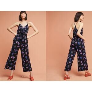 Moulinette Soeurs Anthropologie Willa Tie-Waist Floral Jumpsuit Medium Fall $138